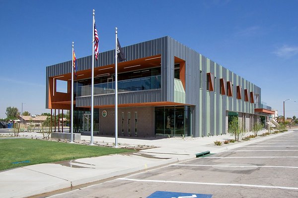 Somerton City Hall Entry with 2nd level outdoor deck  SE Elev